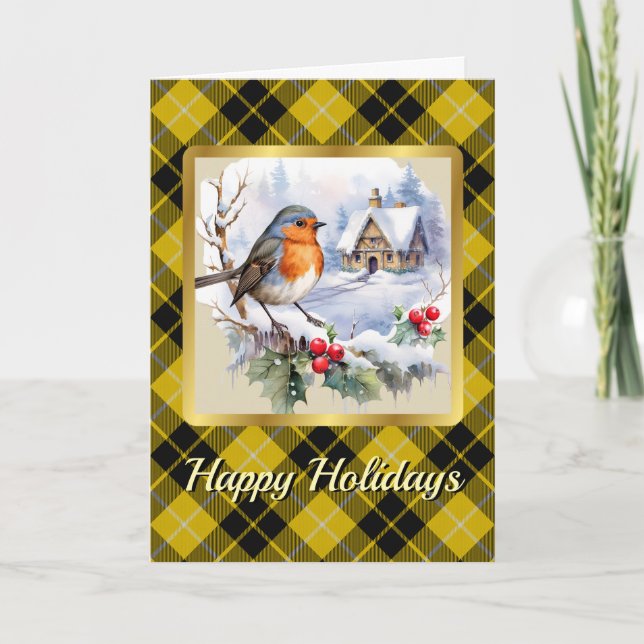 Barclay Crest & Tartan w/Robin Personalized  Card (Front)