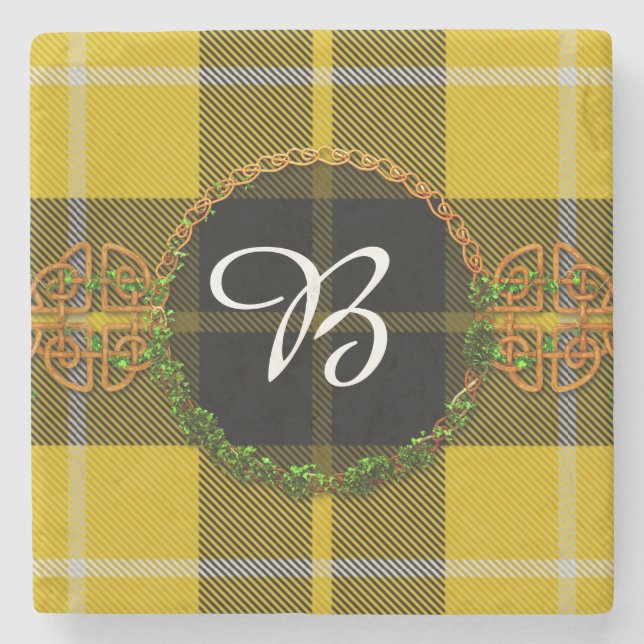 Barclay Dress Tartan And Monogram Stone Coaster (Front)