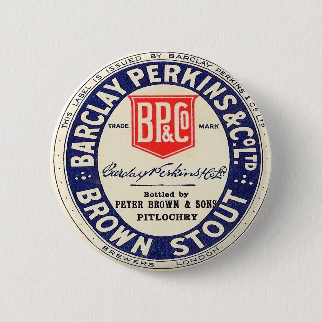 Barclay Perkins Brown Stout Pinback Button (Front)