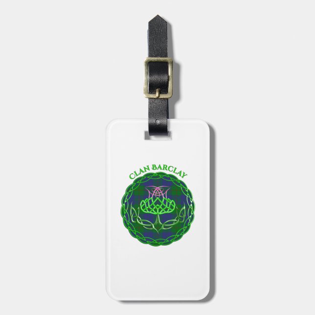 Barclay Scottish Tartan Celtic Thistle Luggage Tag (Front Vertical)