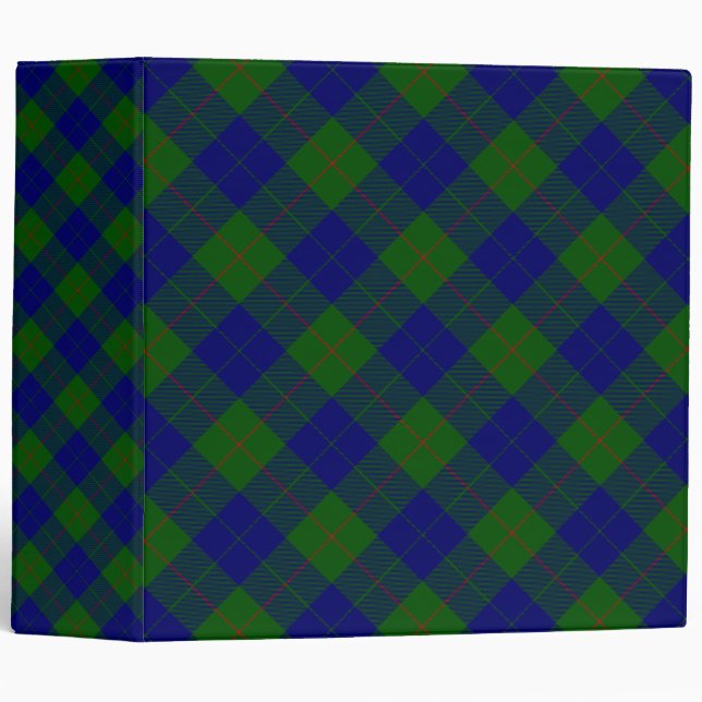 Barclay tartan blue green plaid 3 ring binder (Front/Spine)