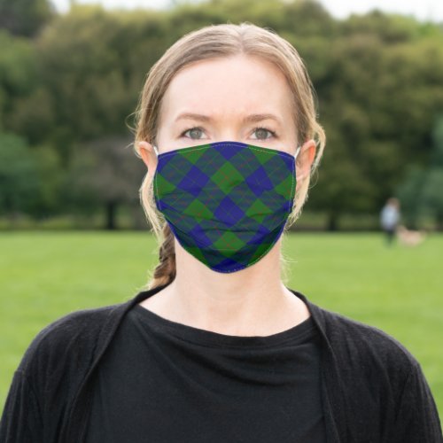 Barclay tartan blue green plaid adult cloth face mask