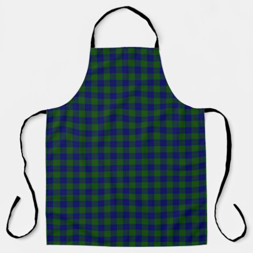 Barclay tartan blue green plaid apron