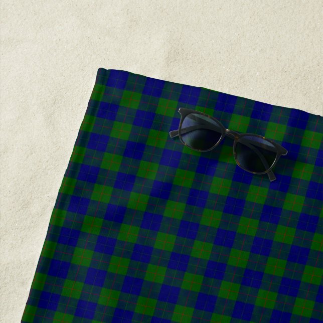 Barclay tartan blue green plaid beach towel (In Situ)