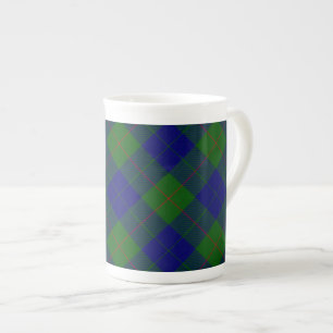 Barclay tartan blue green plaid bone china mug