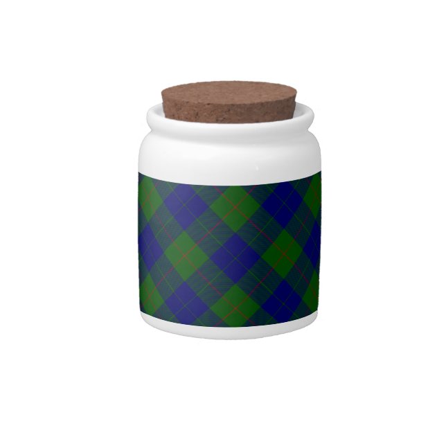 Barclay tartan blue green plaid candy jar (Front)