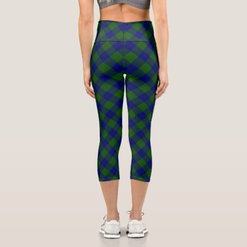 Barclay tartan blue green plaid capri leggings