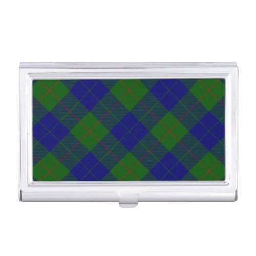 Barclay tartan blue green plaid case for business cards