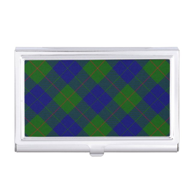 Barclay tartan blue green plaid case for business cards (Front)