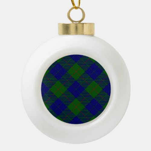Barclay tartan blue green plaid ceramic ball christmas ornament