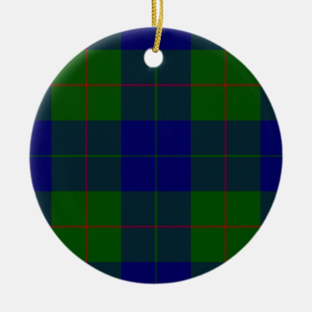 Barclay tartan blue green plaid ceramic ornament (Front)