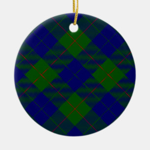 Barclay tartan blue green plaid ceramic ornament