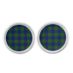 Barclay tartan blue green plaid cufflinks
