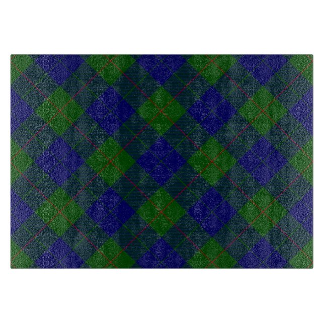 Barclay tartan blue green plaid cutting board (Front)