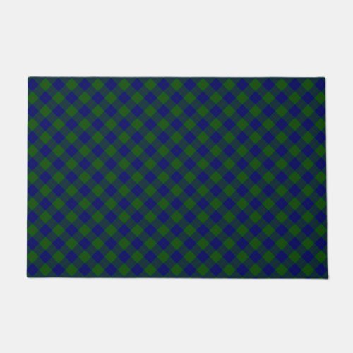 Barclay tartan blue green plaid doormat