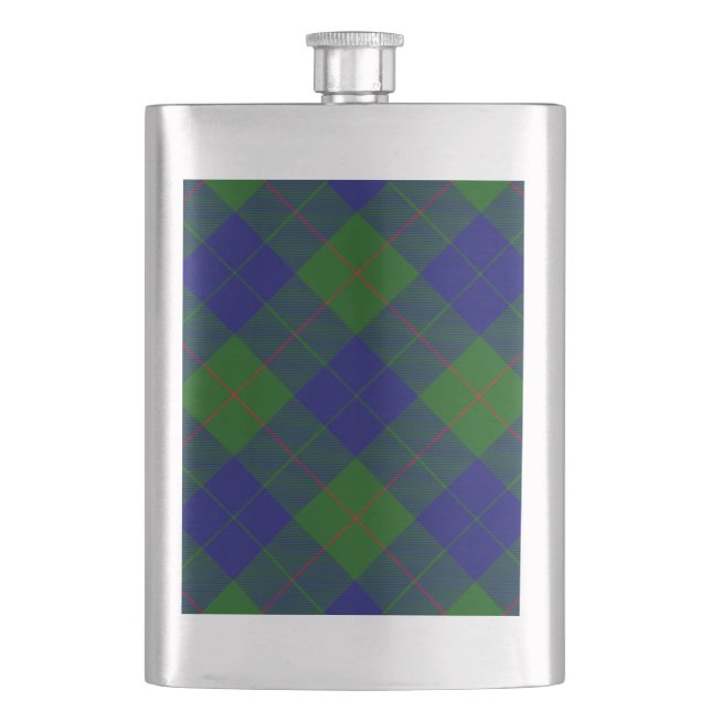 Barclay tartan blue green plaid flask (Front)