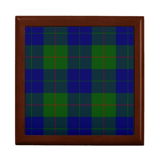 Barclay tartan blue green plaid keepsake box (Front)