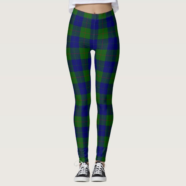 Barclay tartan blue green plaid leggings (Front)
