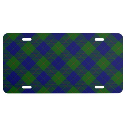 Barclay tartan blue green plaid license plate