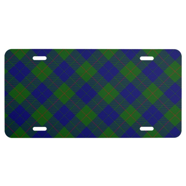 Barclay tartan blue green plaid license plate (Front)