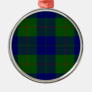 Barclay tartan blue green plaid metal ornament