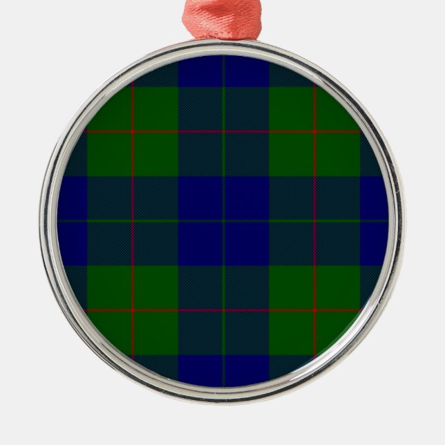 Barclay tartan blue green plaid metal ornament (Front)