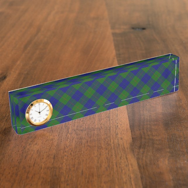 Barclay tartan blue green plaid name plate (Side)
