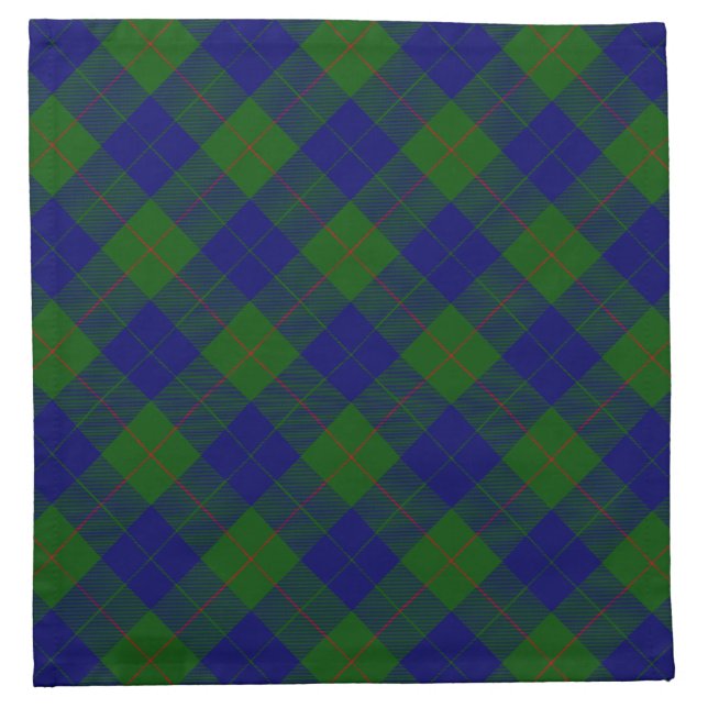 Barclay tartan blue green plaid napkin (Front)