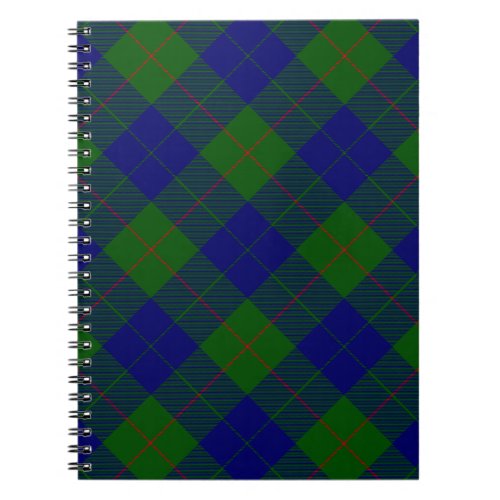 Barclay tartan blue green plaid notebook
