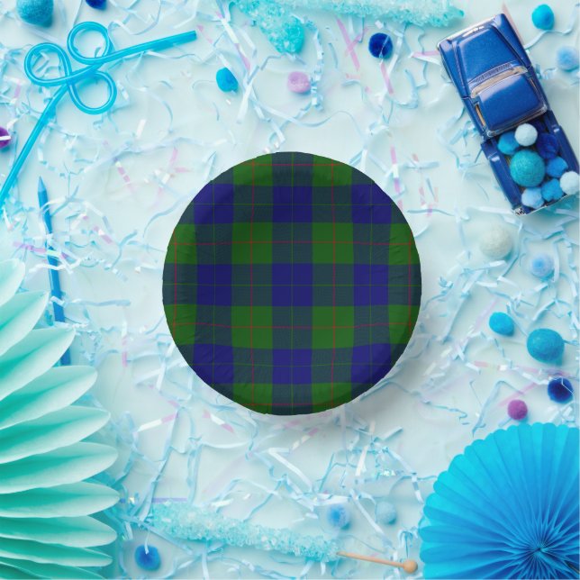 Barclay tartan blue green plaid paper bowls (Party)