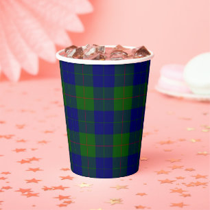 Barclay tartan blue green plaid paper cups
