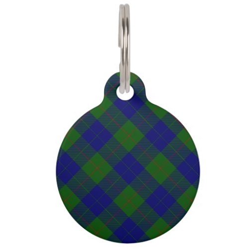 Barclay tartan blue green plaid pet ID tag