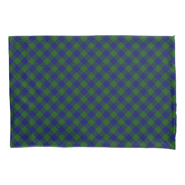 Barclay tartan blue green plaid pillow case (Front-Left)