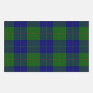 Barclay tartan blue green plaid rectangular sticker