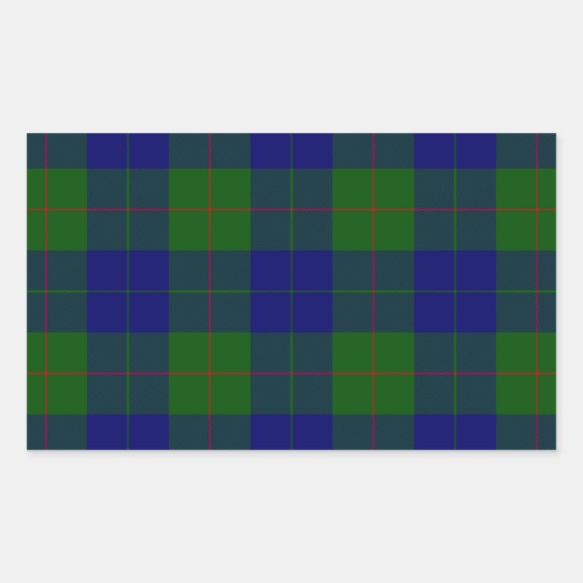 Barclay tartan blue green plaid rectangular sticker (Front)