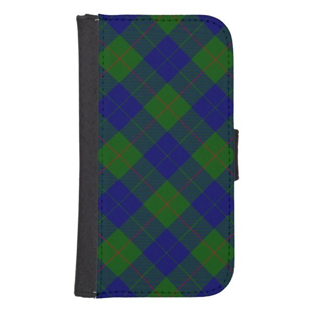 Barclay tartan blue green plaid samsung galaxy wallet case (Front)