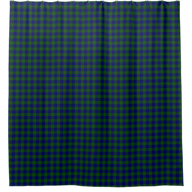 Barclay tartan blue green plaid shower curtain (Front)