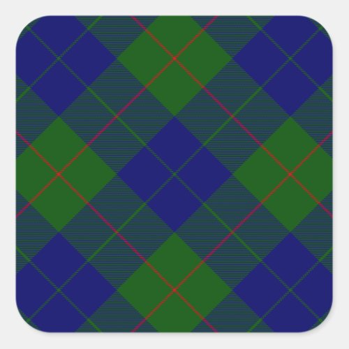 Barclay tartan blue green plaid square sticker