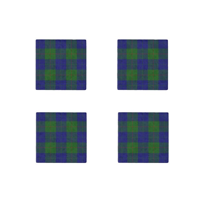 Barclay tartan blue green plaid stone magnet (Front)
