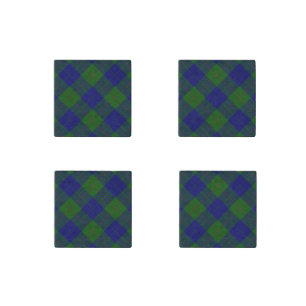 Barclay tartan blue green plaid stone magnet