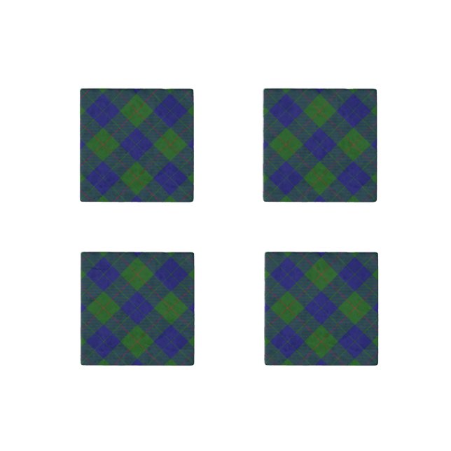 Barclay tartan blue green plaid stone magnet (Front)