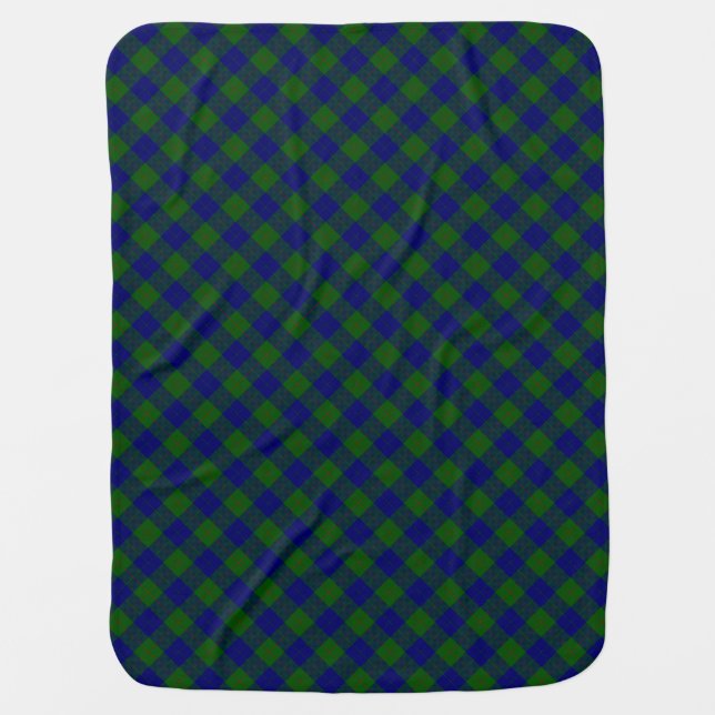 Barclay tartan blue green plaid stroller blanket (Front)
