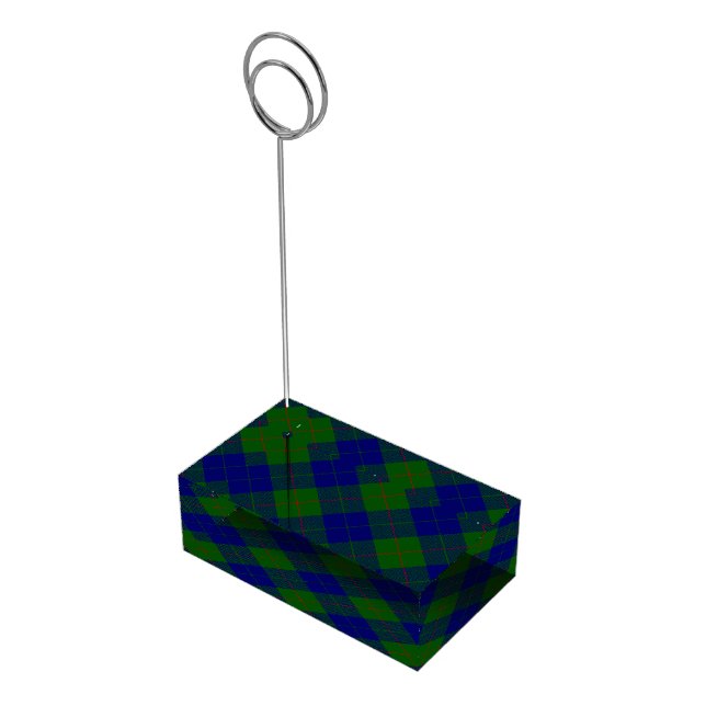 Barclay tartan blue green plaid table number holder (Corner)