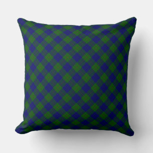 Barclay tartan blue green plaid throw pillow