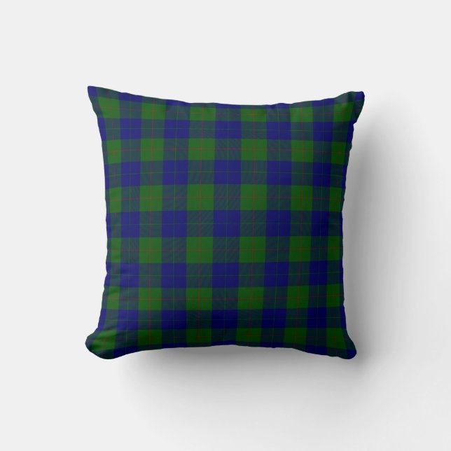Barclay tartan blue green plaid throw pillow (Front)