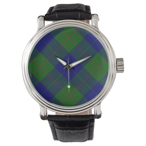 Barclay tartan blue green plaid watch