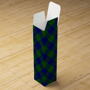 Barclay tartan blue green plaid wine gift box