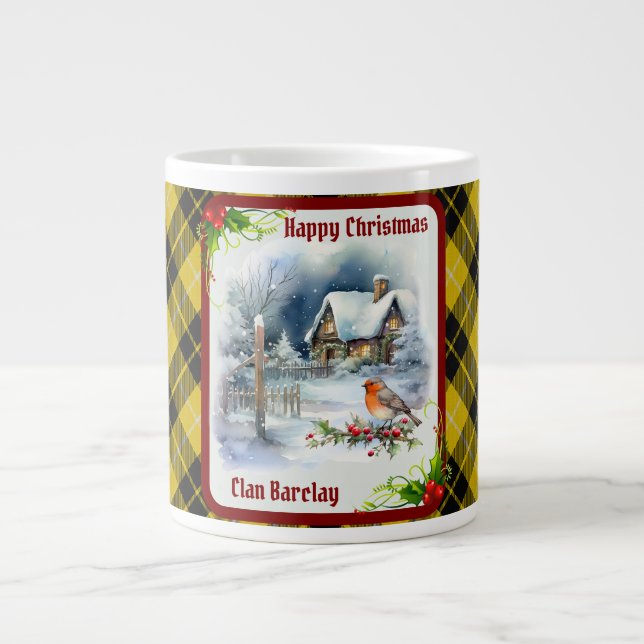 Barclay Tartan & Robin Christmas Giant Coffee Mug (Front)