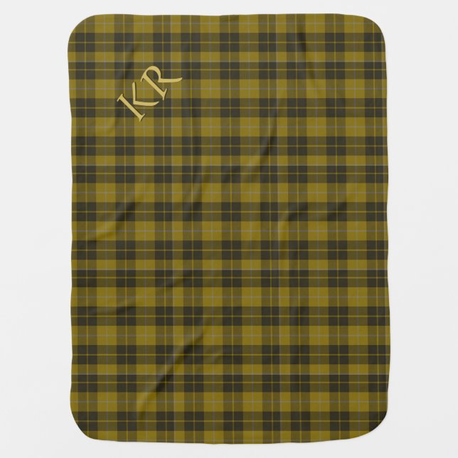 Barclay Tartan with your initials, Scottish Plaid Baby Blanket (Front)