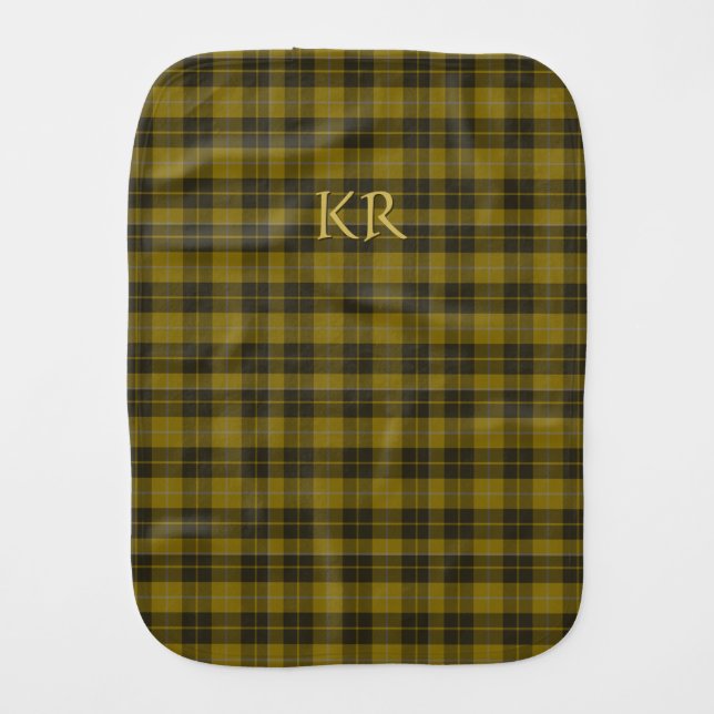 Barclay Tartan with your initials, Scottish Plaid Baby Burp Cloth (Front)